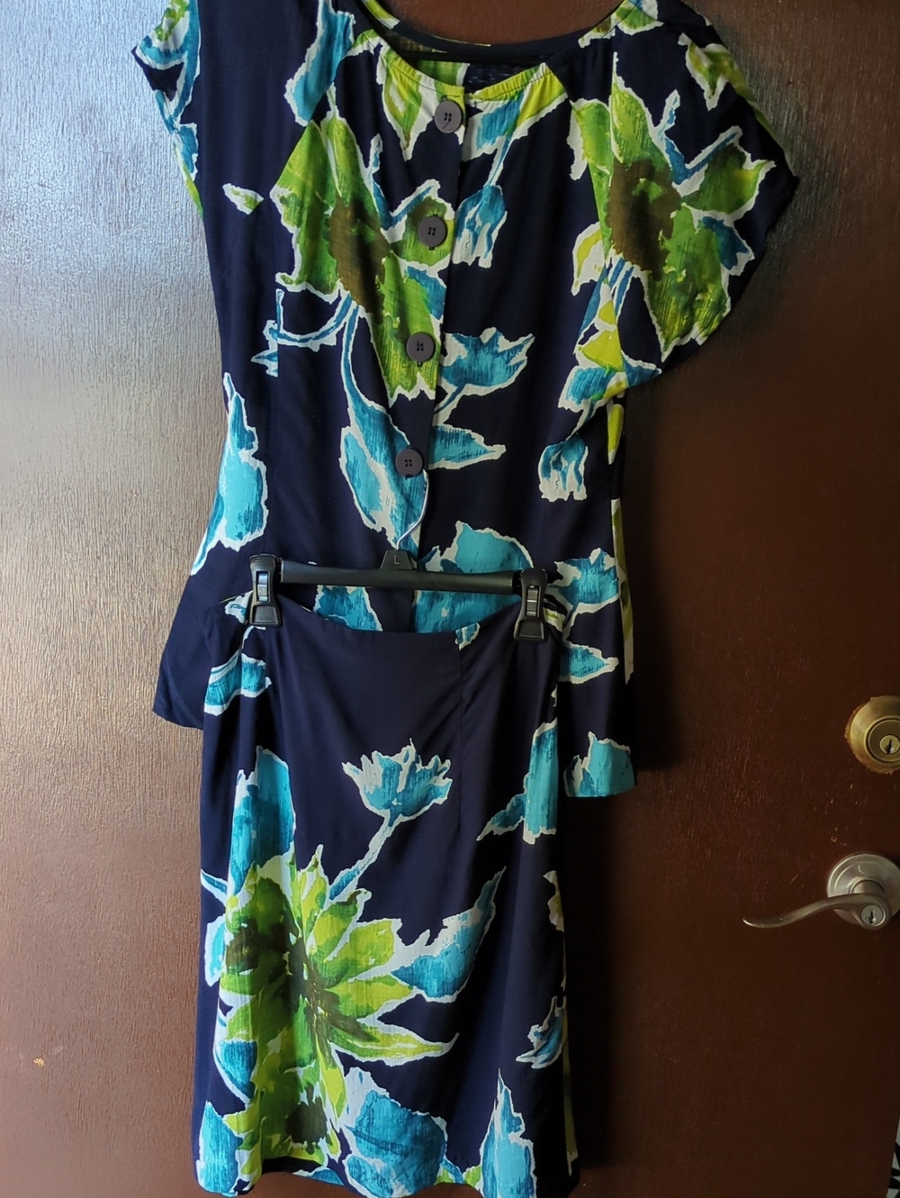 Carole Little Floral Two-Piece Dress Set - Blue,White, Green Print Size 8